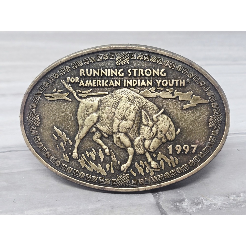 Buffalo Bison American Indian Youth Native American Brass Belt Buckle‎
